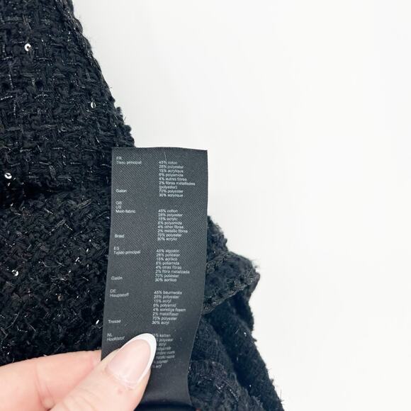 MAJE V-Neck Tweed Sequin Tank Top S (1) Black - Picture 6 of 6